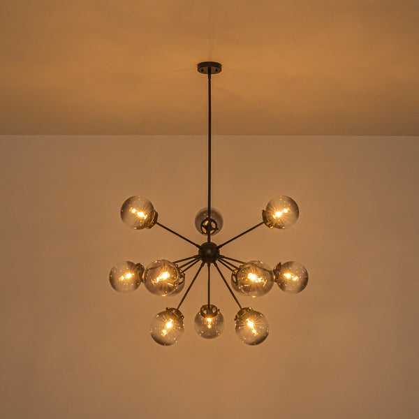 Bold Modern 12-Light Ombre Glass Sputnik Sphere Chandelier