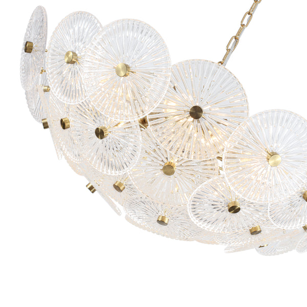 Clear 9-Light Lotus Leaf Glass Floral Chandelier
