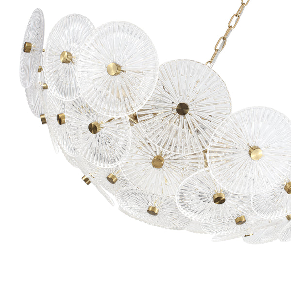 Clear 9-Light Lotus Leaf Glass Floral Chandelier