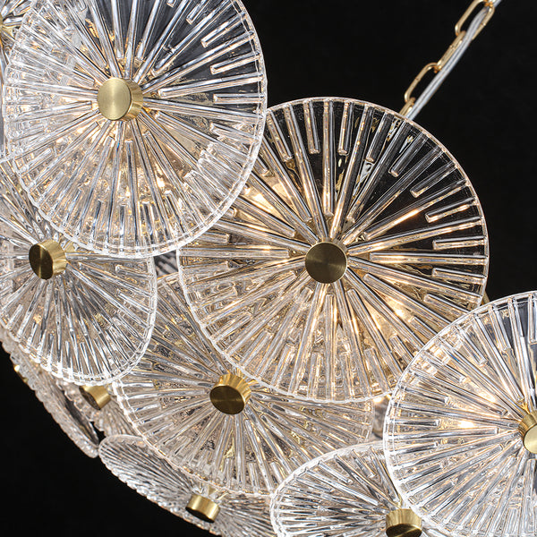 Clear 9-Light Lotus Leaf Glass Floral Chandelier
