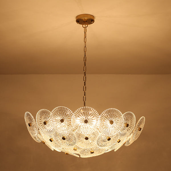 Clear 9-Light Lotus Leaf Glass Floral Chandelier