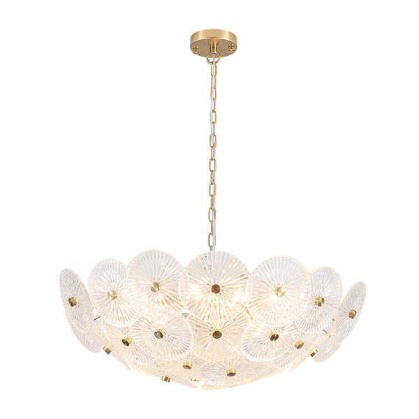 Clear 9-Light Lotus Leaf Glass Floral Chandelier