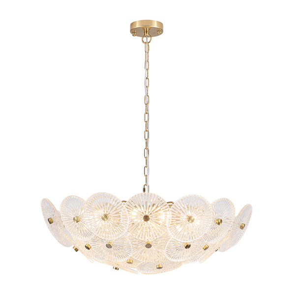 Clear 9-Light Lotus Leaf Glass Floral Chandelier