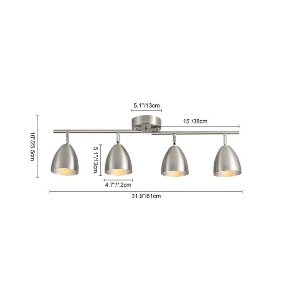 Contemporary 4-Light Bell Tracklight Semi-Flush Mount