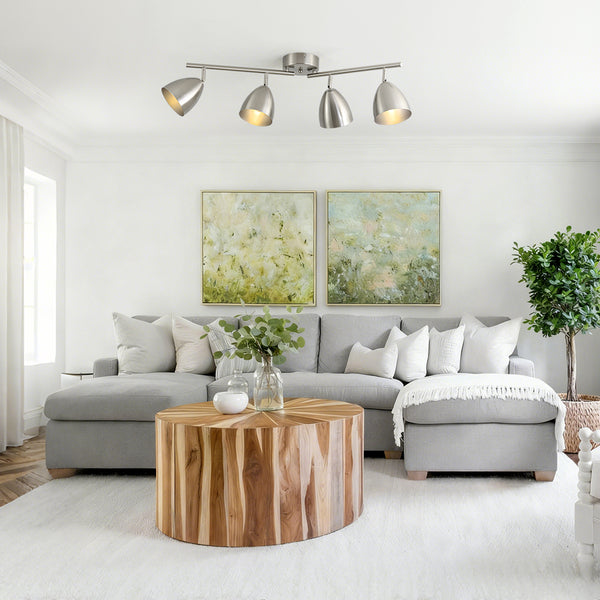 Contemporary 4-Light Bell Tracklight Semi-Flush Mount