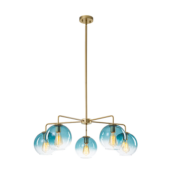 Contemporary 5-Light Hand Blown Glass Gradient Glass Globe Chandelier