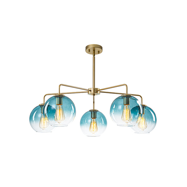 Contemporary 5-Light Hand Blown Glass Gradient Glass Globe Chandelier