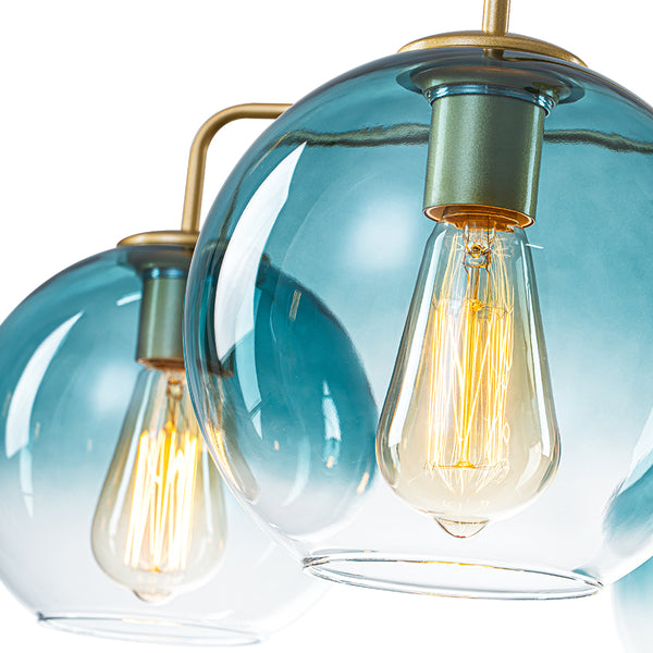 Contemporary 5-Light Hand Blown Glass Gradient Glass Globe Chandelier