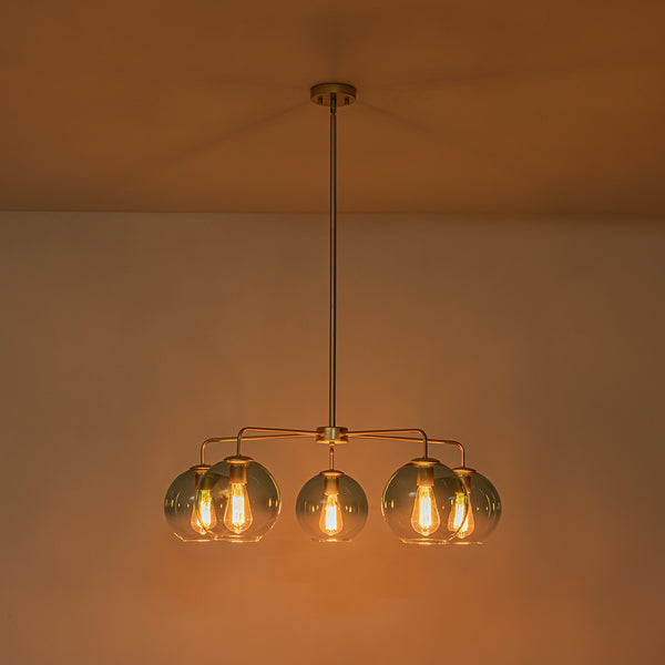 Contemporary 5-Light Hand Blown Glass Gradient Glass Globe Chandelier