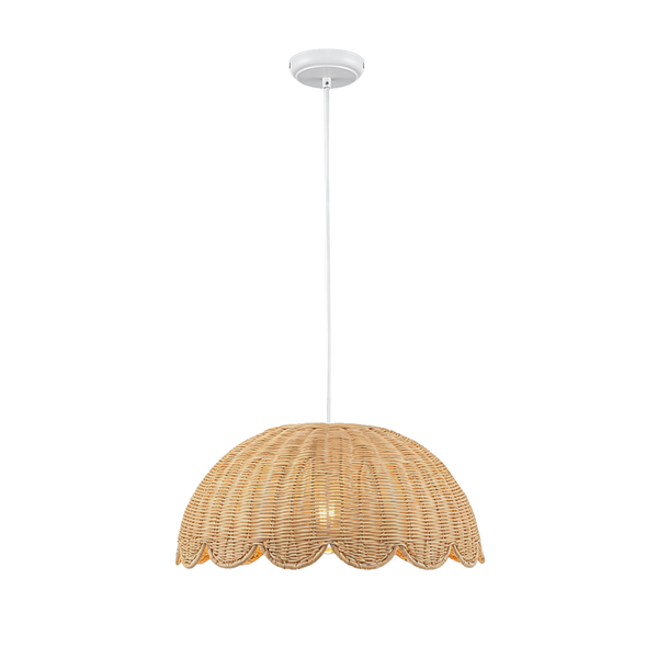 Cottage 1-Light Rattan Dome Scalloped Pendant