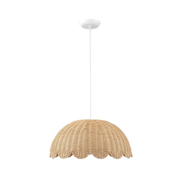 Cottage 1-Light Rattan Dome Scalloped Pendant
