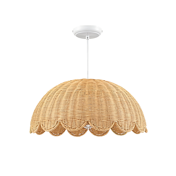 Cottage 1-Light Rattan Dome Scalloped Pendant