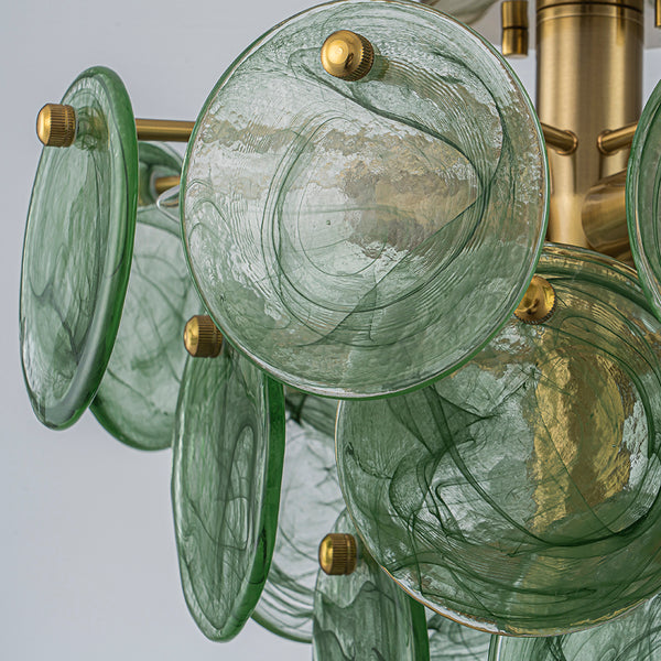 Dark Green 4-Light Stire Glass Tiered Semi-Flush Mount