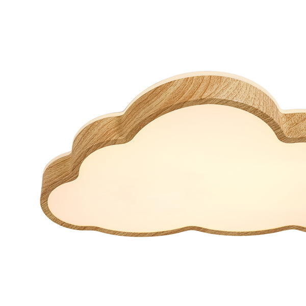 Cloud Shape Faux Wood 5CCT Selectable Dimmable LED Flush Mount