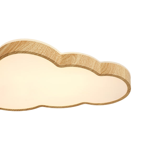Cloud Shape Faux Wood 5CCT Selectable Dimmable LED Flush Mount
