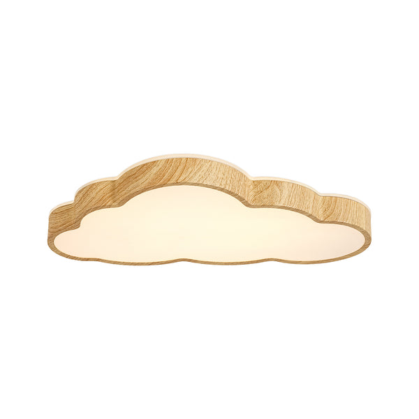 Cloud Shape Faux Wood 5CCT Selectable Dimmable LED Flush Mount