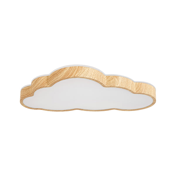 Cloud Shape Faux Wood 5CCT Selectable Dimmable LED Flush Mount