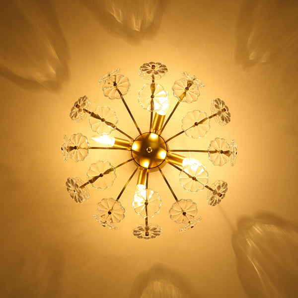 4-Light Clear Pressed Flower Glass Blossom Semi-Flush Mount