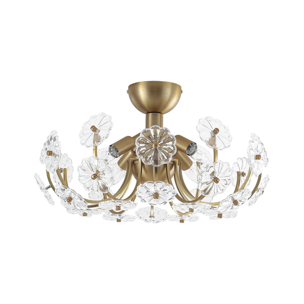 4-Light Clear Pressed Flower Glass Blossom Semi-Flush Mount