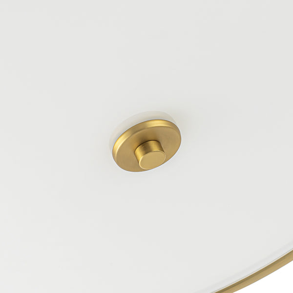 Fabric Round Drum 3-Light Brass Semi-flush Mount Glass Diffuser