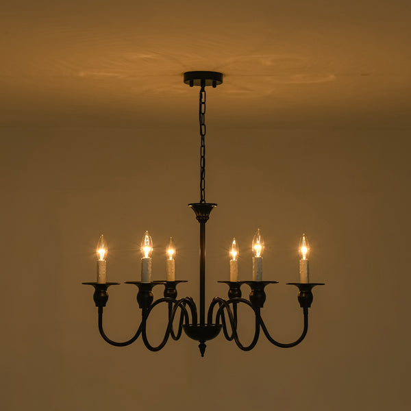 Modern Farmhouse 6-Light Swooping Arm Candle Style Chandelier