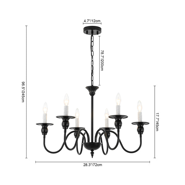 Modern Farmhouse 6-Light Swooping Arm Candle Style Chandelier