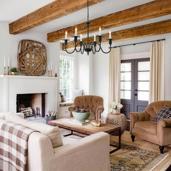 Modern Farmhouse 6-Light Swooping Arm Candle Style Chandelier