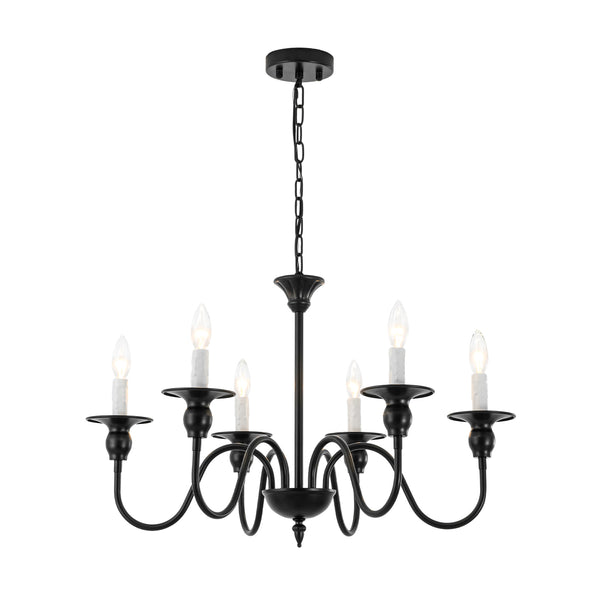 Modern Farmhouse 6-Light Swooping Arm Candle Style Chandelier