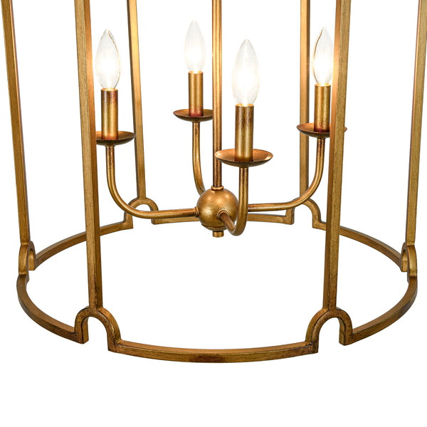 French Vintage 4-Light Cylinder Framed Lantern Pendant