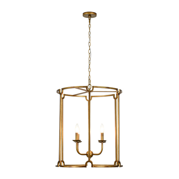 French Vintage 4-Light Cylinder Framed Lantern Pendant