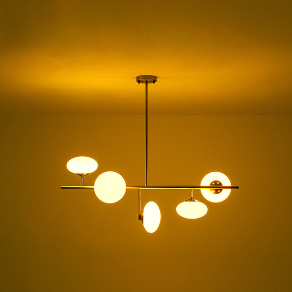 Frosted Opal 5-Light Ellipse Glass Linear Chandelier
