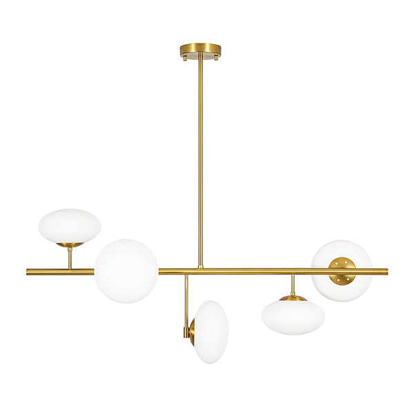 Frosted Opal 5-Light Ellipse Glass Linear Chandelier