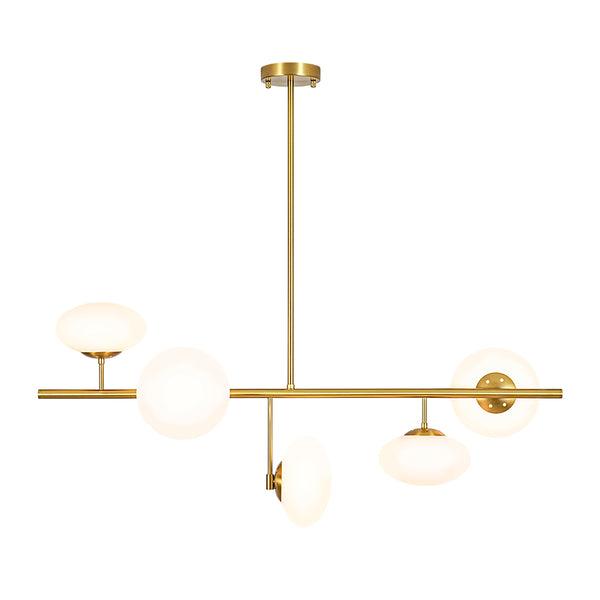 Frosted Opal 5-Light Ellipse Glass Linear Chandelier
