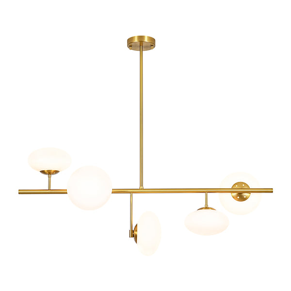 Frosted Opal 5-Light Ellipse Glass Linear Chandelier