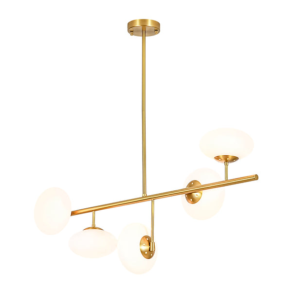 Frosted Opal 5-Light Ellipse Glass Linear Chandelier