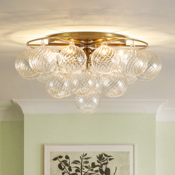 Glam 6-Light Water Pattern Swirled Glass Bubble Semi-flush Mount