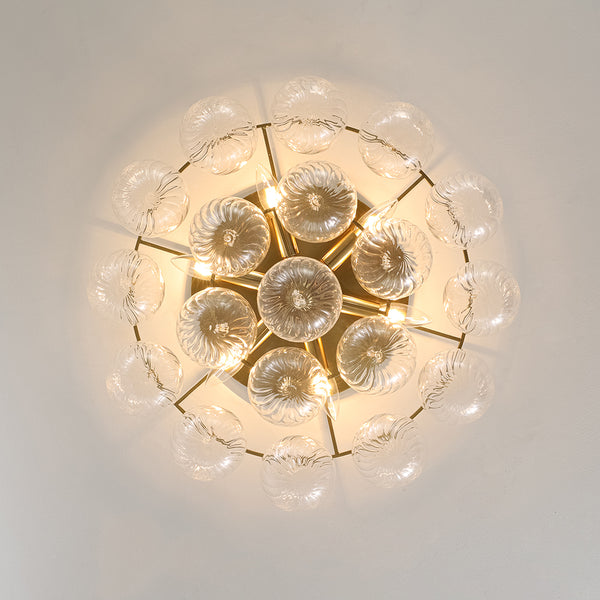 Glam 6-Light Water Pattern Swirled Glass Bubble Semi-flush Mount