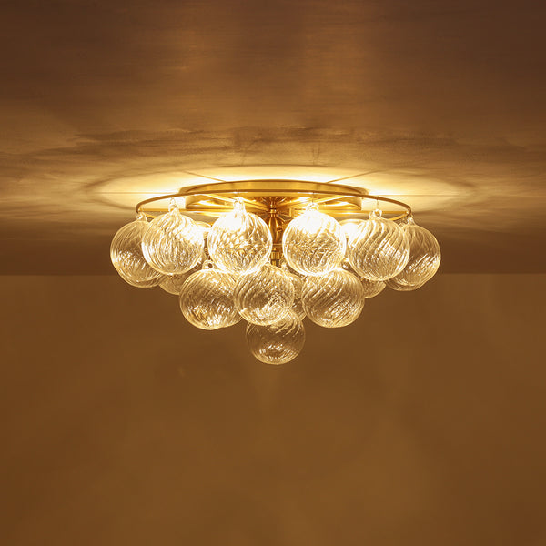 Glam 6-Light Water Pattern Swirled Glass Bubble Semi-flush Mount