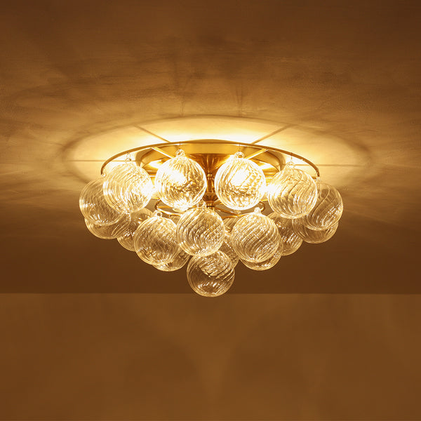 Glam 6-Light Water Pattern Swirled Glass Bubble Semi-flush Mount