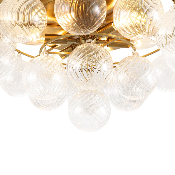 Glam 6-Light Water Pattern Swirled Glass Bubble Semi-flush Mount
