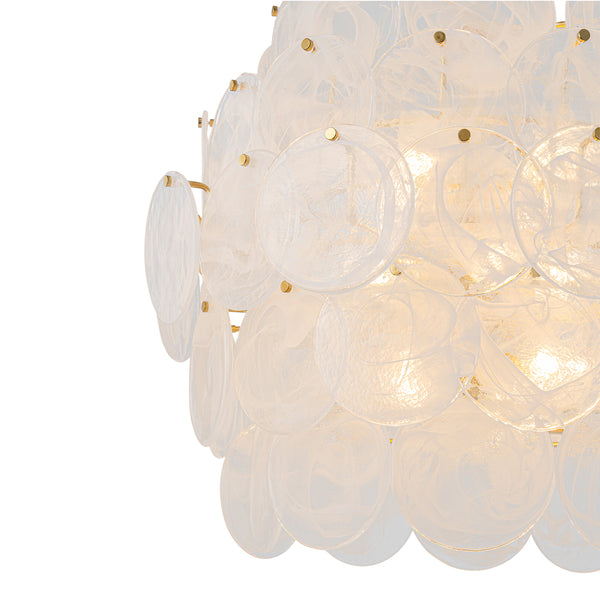 12-Light Strie Glass Disc Layered Cascade Chandelier