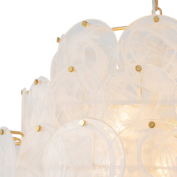 12-Light Strie Glass Disc Layered Cascade Chandelier