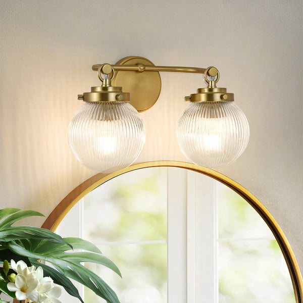Glam Vanity Ribbed Glass Dew Single Wall Sconce