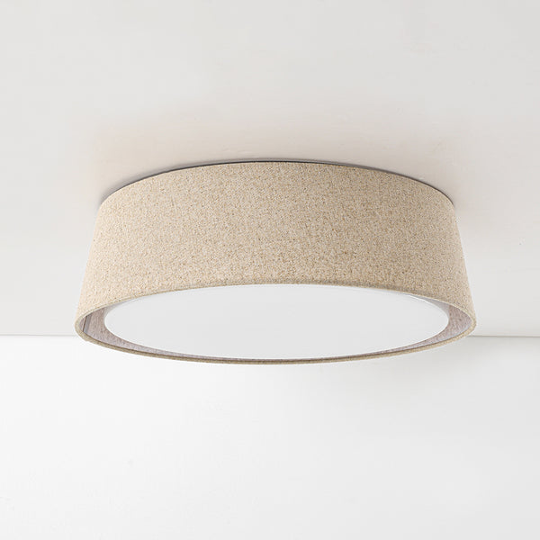 Linen Fabric Dimmable LED Opal Glass Tapered Drum Flush Mount
