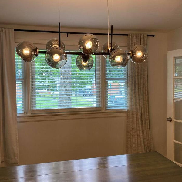 Mid-Century Modern Glass Globe Linear Chandelier