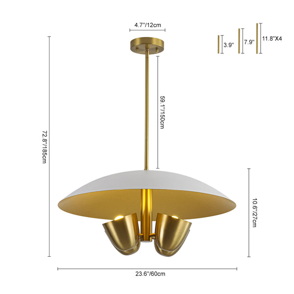 Vintage Style 4-Light Dome Pendant with Quartet Bell Shade