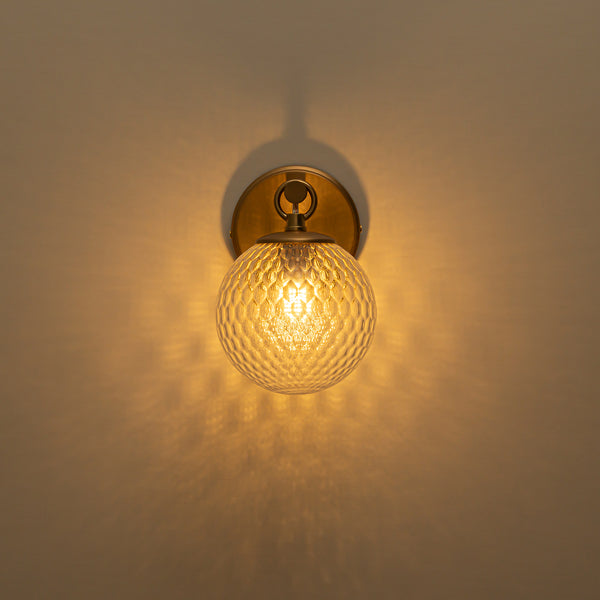 Mid-century 1-Light Clear Honeycomb Single Glass Wall Sconce
