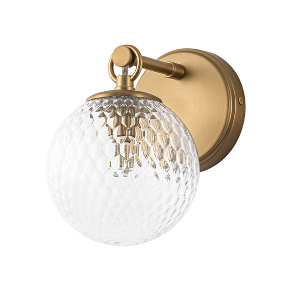 Mid-century 1-Light Clear Honeycomb Single Glass Wall Sconce