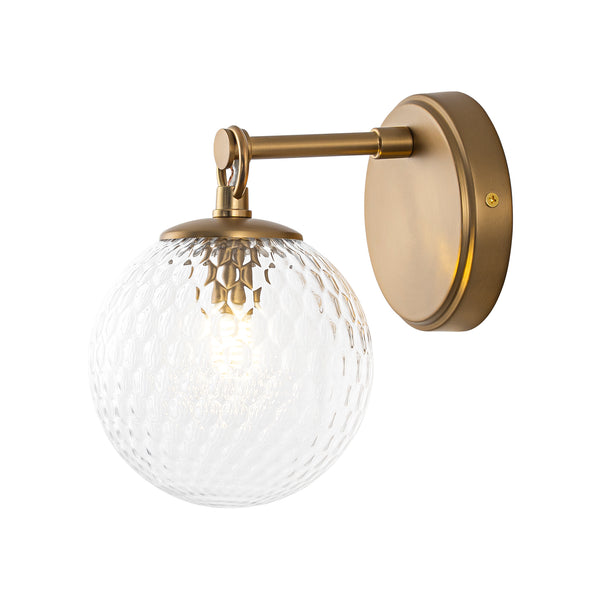 Mid-century 1-Light Clear Honeycomb Single Glass Wall Sconce