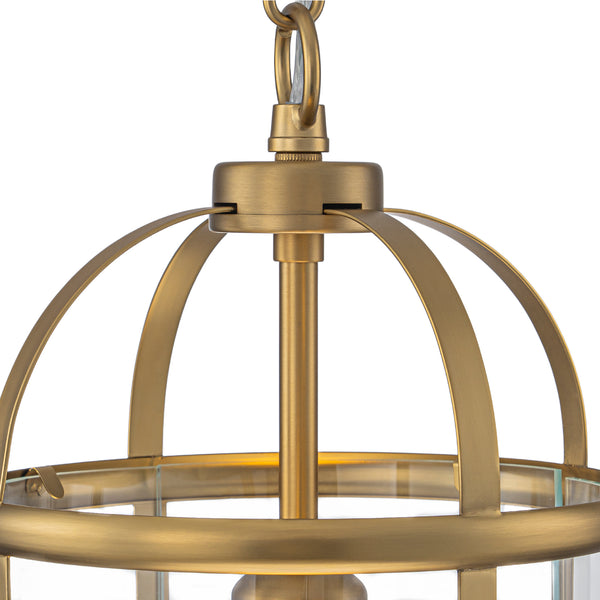 Brass Mini Lantern Clear Glass Cylinder Single Pendant